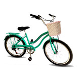 Bicicleta  De Passeio Maria Clara Bikes Passeio Aro 24 17  6v Freios V-brakes Câmbio Yamada Cor Verde-água Com Descanso Lateral