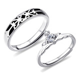 Par Anillos Novios Promesa Plata 925 A066 Caballero Princesa