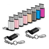 Ficha Adaptador De Carga Llavero Micro Usb A Usb C Rosa Mg