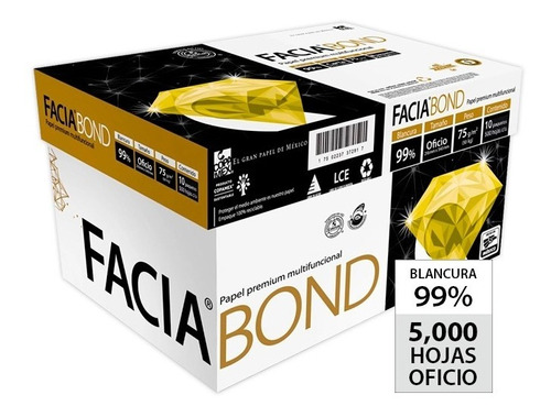 Papel Facia Bond Blanco Oficio - Caja Con 5,000 Hojas