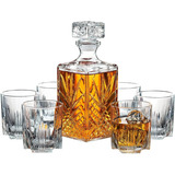 Licorera Decantador Whisky Cognac Vino Vasos Cristal Premium