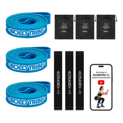 Kit 3 Ligas Bandas Resistencia Pull Ups Crossfit Azul Light #3 + 7 Bonos Calistenia Mma Box Elasticas Ejercicio Tapout