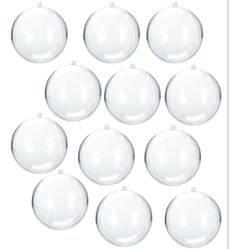 12 Bolas Esferas Plastica Transparentes Para Decorar 8cm 