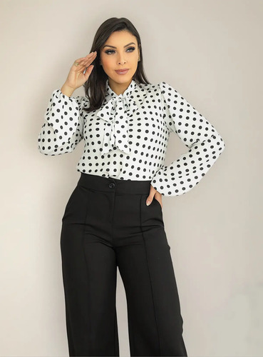 Blusa Plus Size Social Bolinha Elegante Plus Size Sku:bmlp18 | MercadoLivre
