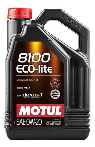 Motul 8100 Eco-lite 0w-20 Synthetic Oil 5 Liters (108536)