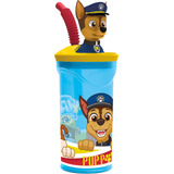 Vaso Niños 400ml Paw Patrol Figura Chase 3d Con Bombilla