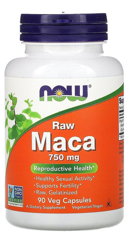 Now Foods Raw Maca Peruana 750mg 90 Veg Caps / No Brasil