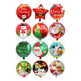 10 Globos De  Para Navidad Navideño 45cm Con Varilla