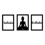 Cuadro Buda Inhala Exhala Negro 30 X 40 Cms Set X 3 Unid