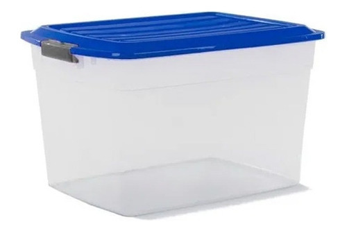 Caja Plástica Organizadora Col Box 42 Litros Colombraro Color Transparente Tapa Azul 9242