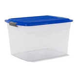 Caja Plástica Organizadora Col Box 42 Litros Colombraro Color Transparente Tapa Azul 9242