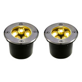 Kit 2 Spot Led Balizador Chão Piso 5w Embutir Branco Quente