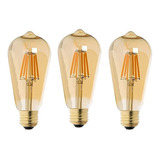 Pack 3 Ampolleta Led Tipo Edison 6 Watts Retro Vintage