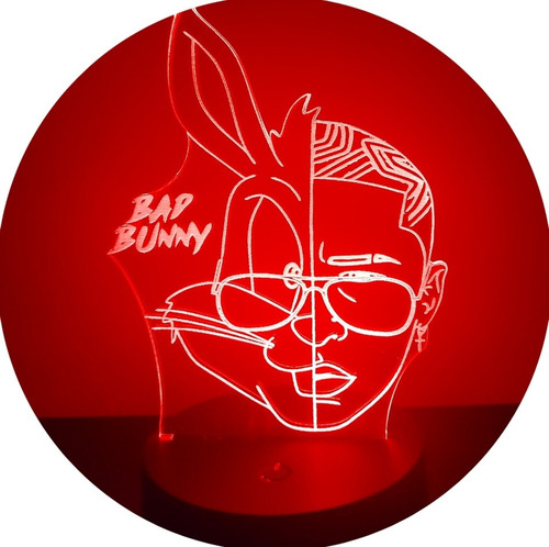 Lámpara Visual 3d Bad Bunny 7 Colores 
