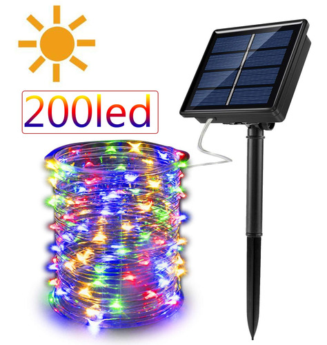 Cadena Solar Cobre Luz Colorido Hada Navidad Luz 20m