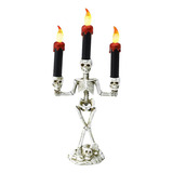 Candelabro Lideró De Halloween, Triple Esqueleto Sin Llama,