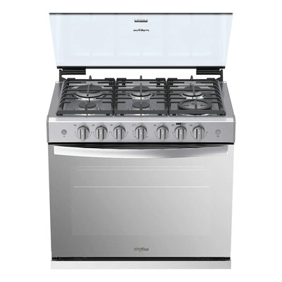 Cocina Whirlpool Xpert FlammaWER5100S color gris acero con puerta con visor | Meses sin interés