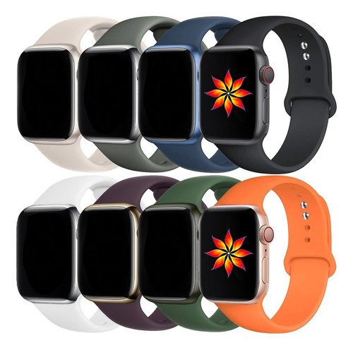 8 Correas De Silicona Para Apple Watch Band Ultra 8 7 Se 5 3