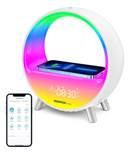 Momax Smart Reloj Despertador Sunrise, Alarma Inteligente De