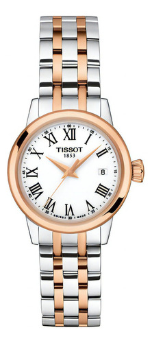 Reloj Mujer Tissot Classic Dream Acero Bicolor Rosa Color Del Bisel Pvd Rosa Color Del Fondo Blanco