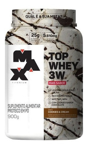 Top Whey 3w Mais Sabor Cookies Max Titanium Pote De 900g