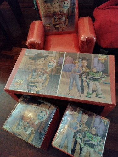 Sillón + Mesa + 2 Puff Infantil Toy Story Como Nuevo!!