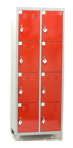 Locker 8 Puertas Metalico Con Cerradura Llave 50 Cm Prof.