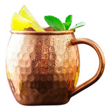 Caneca Moscow Mule Inox Puro 500ml Cobre Martelada Drink Bar