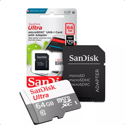 Cartão Memoria Câmera Wifi Full Hd 64gb Micro Sd Adaptador