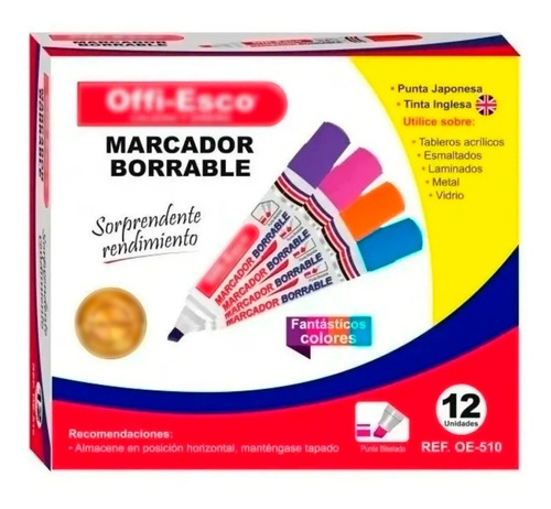 Marcador Borrable Colores Oe- 510 Display X 12 Plumones Nuev