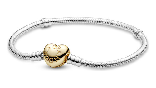 Brazalete Pandora Broche De Corazón Cubierto En Oro De 14k