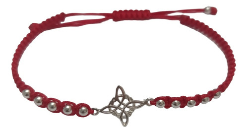 Pulsera Roja Protección Nudo De Bruja Plata 925 Ajustable