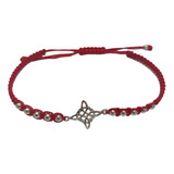 Pulsera Roja Protección Nudo De Bruja Plata 925 Ajustable