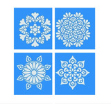 Stencil Mandalas Decoração Pintura Kit 4 Moldes Vazados A4