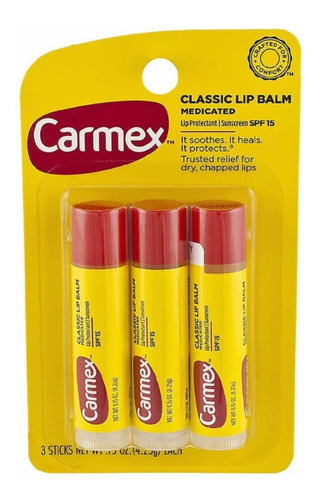 Carmex Bálsamo Labial Spf 15 Barra Pack X 3 Nuñez 