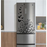 Vinilo Decorativo Para Refrigerador Mariposas Floral Ramas 