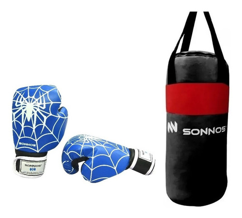 Kit Boxeo Niños Bolsa Con Relleno + Guantes Spider Sonnos