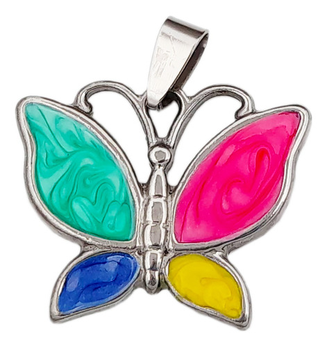 3 Dijes Mariposa Color Antenas Caladas Acero Quirurgi C:4631