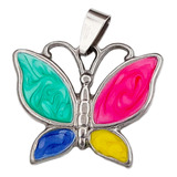 Dije Mariposa Color Antenas Caladas Acero Quirurgico C:4631