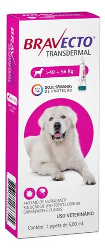 Antipulgas Bravecto Transdermal Cães De 40 A 56 Kg 1400mg