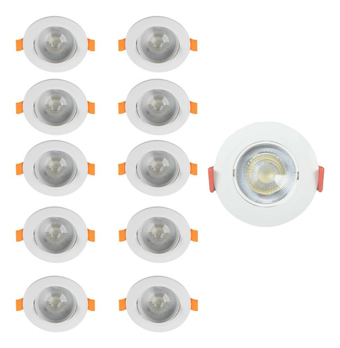 Kit 15 Spot Redondo 5w Super Led Direcionável De Embutir