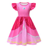 Sztylong Princess Peach Dress Para Niñas Super Bros Disfraz 