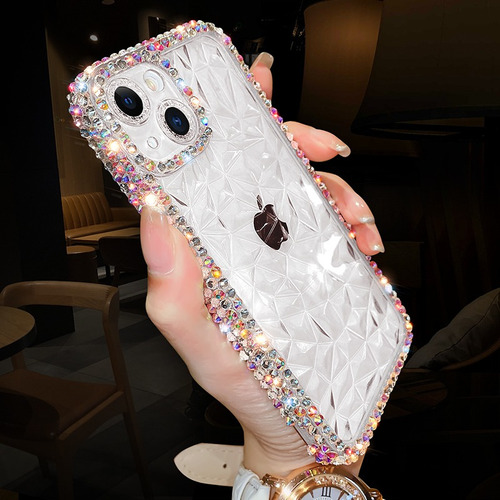 Funda De Teléfono Suave Transparente Con Diamantes Brillante