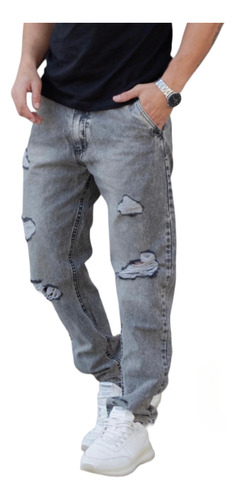 Mom Pantalon Jean Con Roturas Hombre 