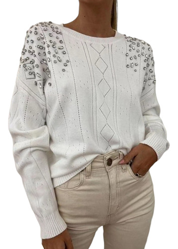 Sweater Importado Bremer Mujer Piedras Strass Brillo 