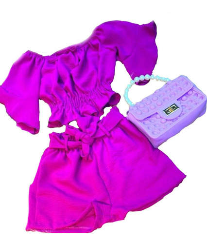 Conjunto Infantil Feminino Moda Blogueirinha No Tecido Duna 