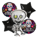 5 Globos Metalicos Halloween Esqueleto Dia De Muertos 