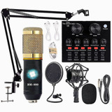 Micrófono Audiotek Bm800 Condensador Con Tarjeta De Sonido