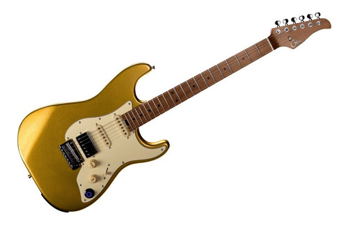 Guitarra Eléctrica Mooer Gtrs S801 Basswood 2022 Gold Brillante Con Diapasón De Arce