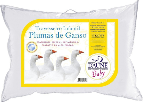 Travesseiro Infantil 100% Plumas 30x40cm - Daune